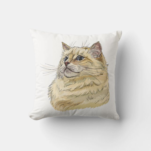 Almofada Gato de Ragdoll que desenhava a mão (Frente)