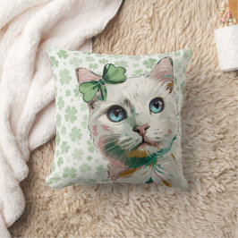 Almofada Gato de Shamrock com olhos azuis