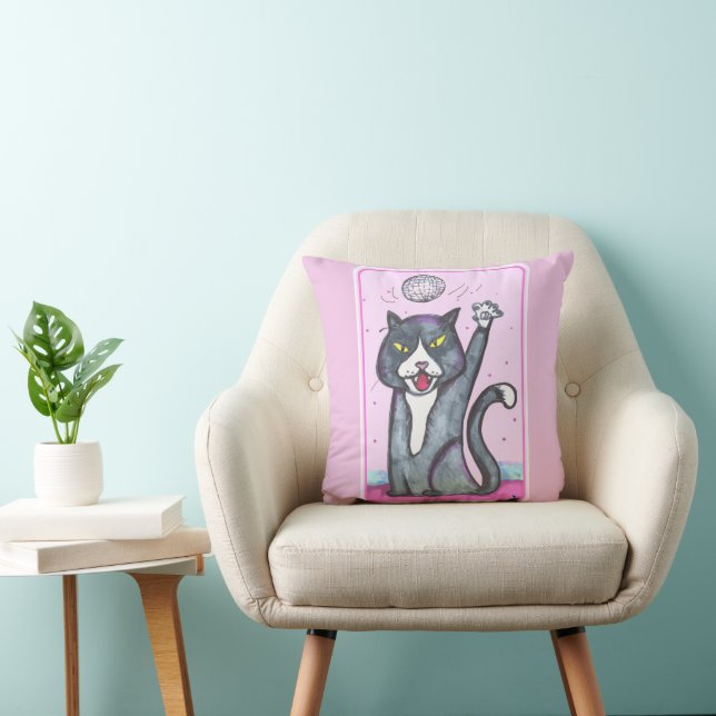 Almofada Gato Desenho Animado Diversão Arte Bola de Disco F (Cadeira)