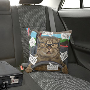Almofada Gato Dirigindo do Trabalho Adicione seus Pensament