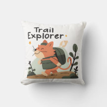 Gato do Trail Explorer - Travesseiro decorativo de