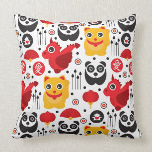 Almofada Gato, dragão, e panda afortunados de China