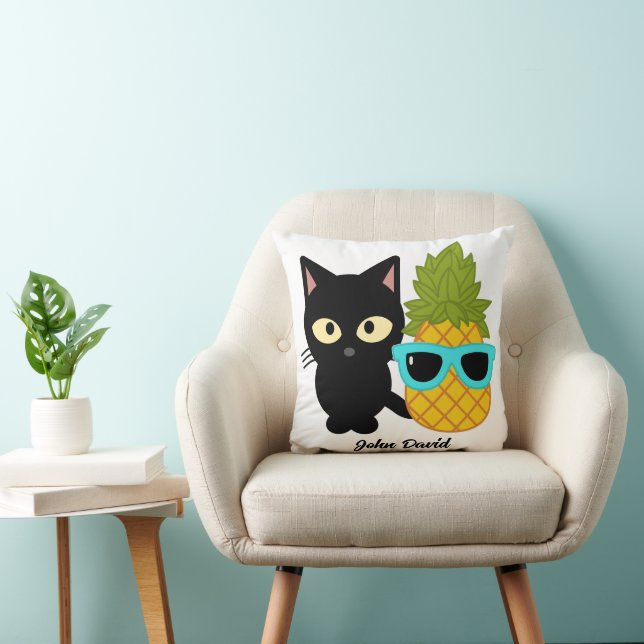 Almofada gato e abacaxi são melhores amigos, personalizem (Cadeira)