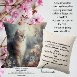 Almofada Gato e Floral de Aquarela - O Amor da Mãe