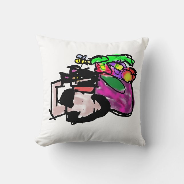 Almofada Gato e flores da primavera  (Frente)