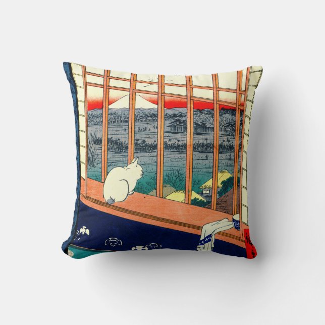 Almofada Gato e Monte Fuji 1857 (Frente)