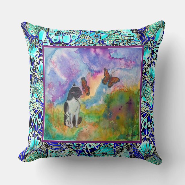 Almofada Gato e travesseiro decorativo dos monarca (Frente)