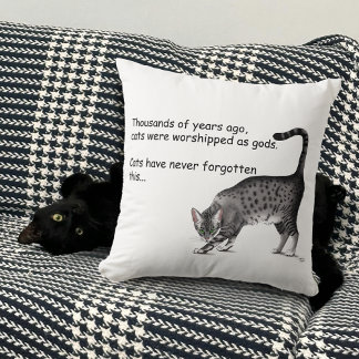 Almofada Gato Egípcio Mau Cinza Caprichoso Humorístico