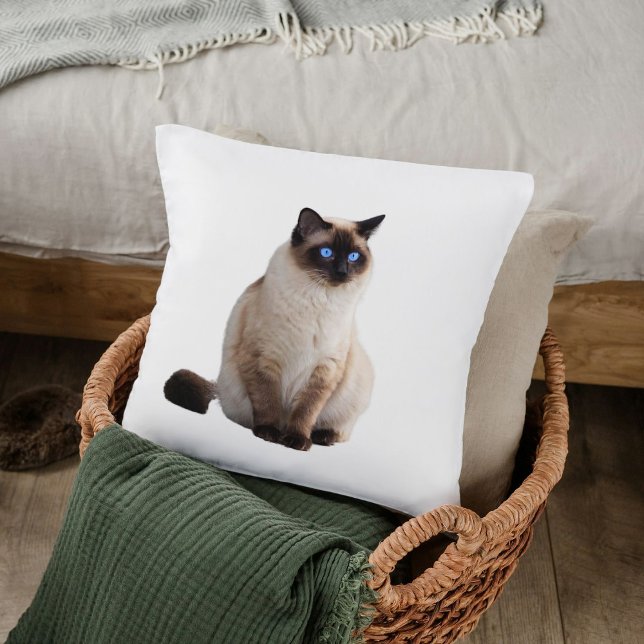 Almofada Gato elegante siamês, Gato Personalizado, Branco (Criador carregado)