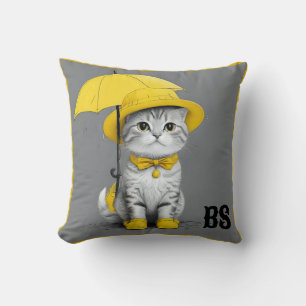 Almofada Gato Engraçado em Raízes de Chuva - Humor de Gato