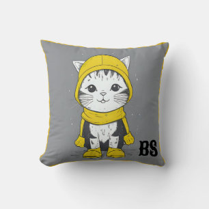 Almofada Gato Engraçado em Raízes de Chuva - Humor de Gato