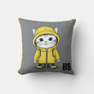 Almofada Gato Engraçado em Raízes de Chuva - Humor de Gato