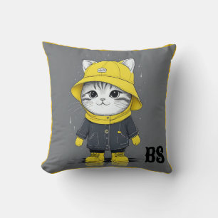 Almofada Gato Engraçado em Raízes de Chuva - Humor de Gato