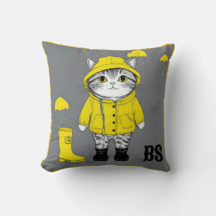 Almofada Gato Engraçado em Raízes de Chuva - Humor de Gato