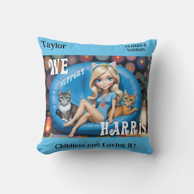 Almofada Gato Engraçado Personalizado, Mulheres Sem Criança (Frente)