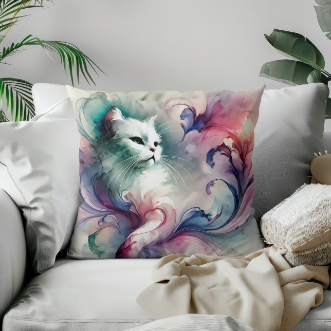 Almofada Gato Etéreo Aquarela (Criador carregado)