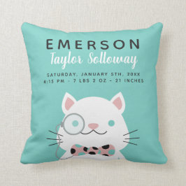 Almofada Gato extravagante com Stats do nascimento do