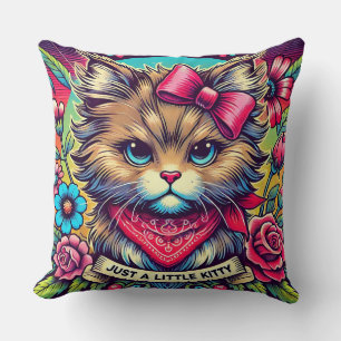Almofada Gato Fashion com Elementos Florais