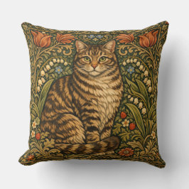 Almofada Gato floral botânico vintage elegante