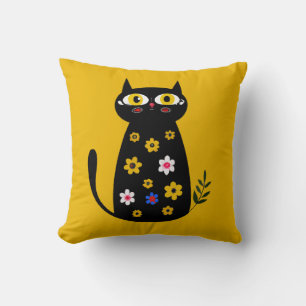 Almofada Gato Floral Preto Cinto