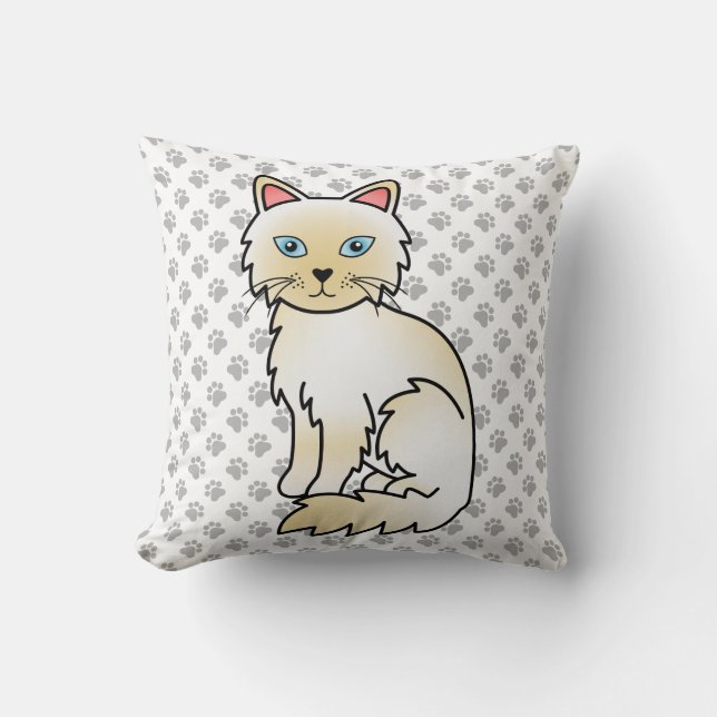 Almofada Gato Fofo Birman / Ragdoll Cream Point & Patas (Frente)