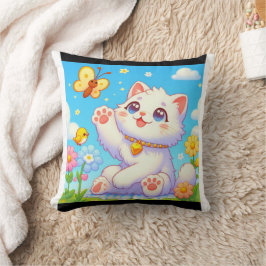 Almofada Gato fofo brincando com borboleta