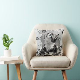 Almofada Gato Fofo Mia | Travesseiro Preto e Branco Aconche