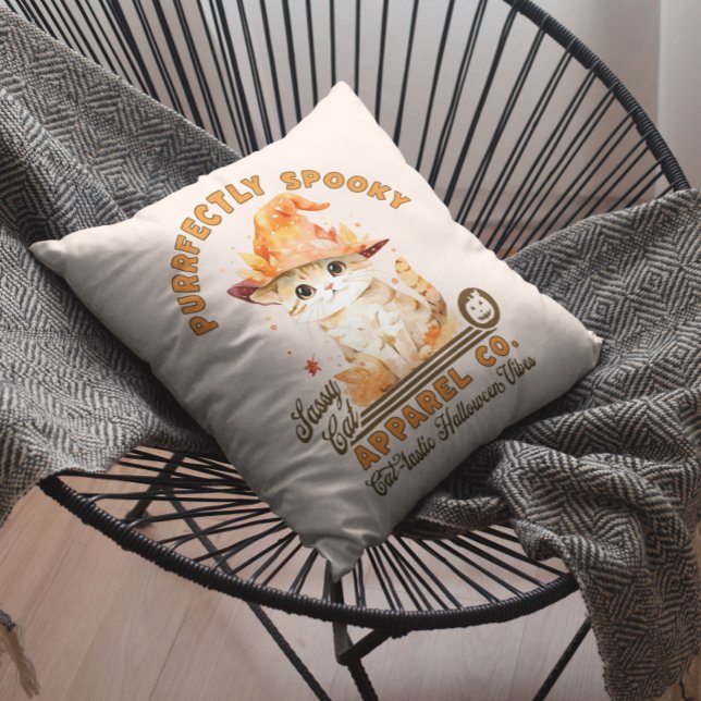 Almofada Gato Gato Gato de Halloween Moderno e Bonito Lover (Criador carregado)