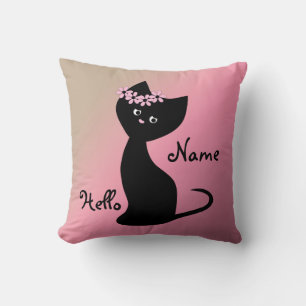 Almofada Gato-gato preto-branco personalizado gradiente de 