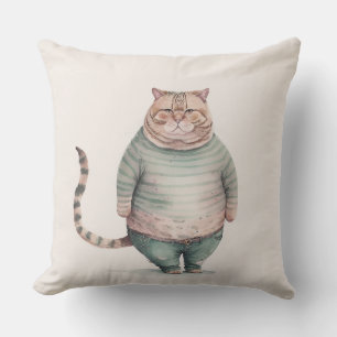 Almofada gato gordo no travesseiro do jeans