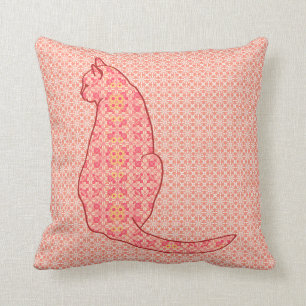Almofada Gato japonês - Batik alaranjado coral