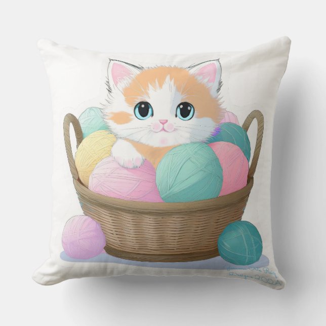 Almofada Gato kawaii bonito (Frente)