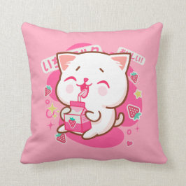 Almofada Gato Kawaii Gato Japonês Leite De Morango