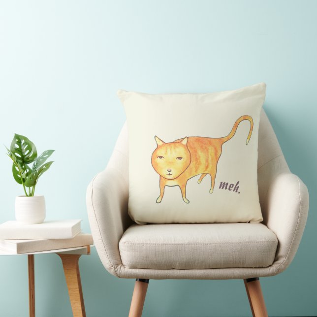 Almofada Gato Laranja Apático Fofo (Cadeira)
