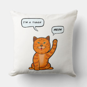 Almofada Gato laranja bonito diz "Miau". Tigre 2022 T-Shirt