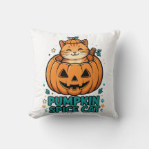 Gato Laranja da Especiaria de Abóbora no Halloween