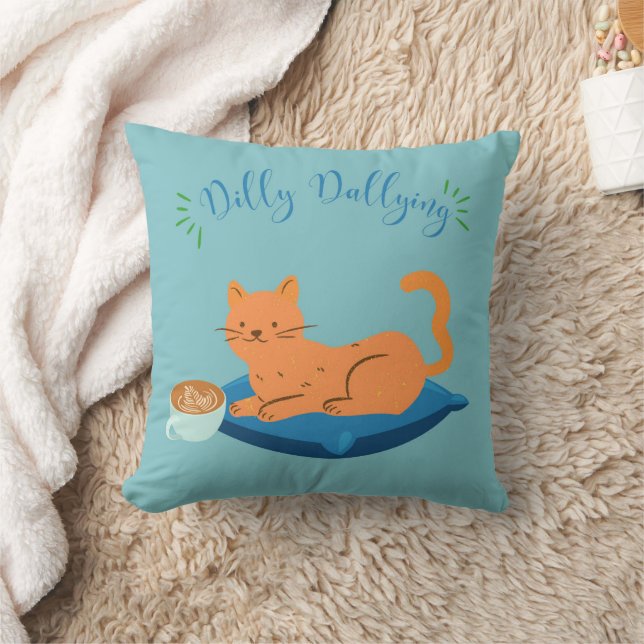 Almofada Gato Laranja Preguiçoso (Cobertor)