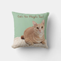 Gato Laranja Travesseiro decorativo Verde