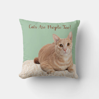 Almofada Gato Laranja Travesseiro decorativo Verde
