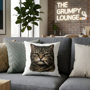 Almofada "Gato Legal com Cigarro" Lançamento de Gato Tabby
