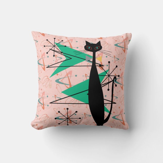 Almofada Gato legal moderno 4 do MCM do meio século atômico (Frente)