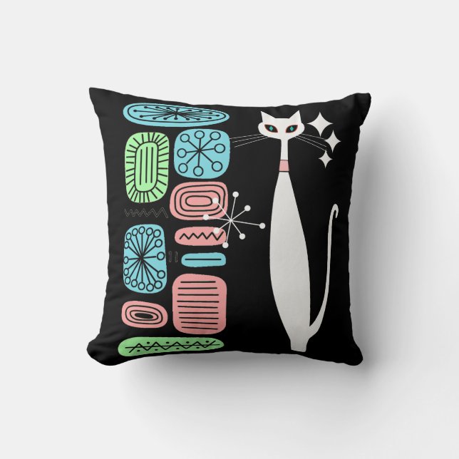 Almofada Gato legal moderno do meio século atômico retro da (Frente)