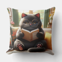 Almofada Gato lendo um livro no sofá