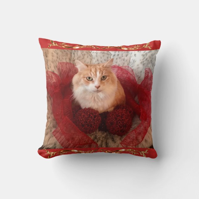 Almofada Gato macio e travesseiro decorativo vermelho da (Frente)
