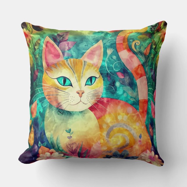 Almofada Gato magnífico no jardim (Frente)