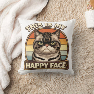 Almofada Gato Mal-humorado "Este é o meu Rosto Feliz" Diver
