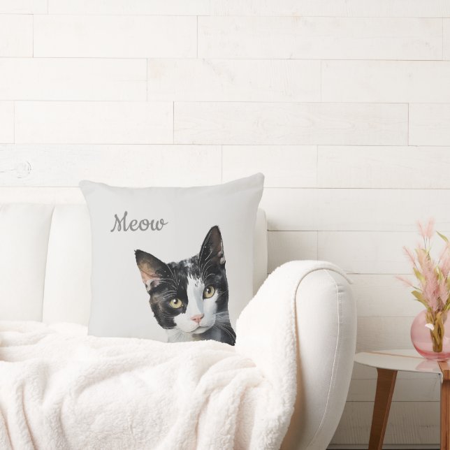 Almofada Gato Meow Preto Branco (Sofá)