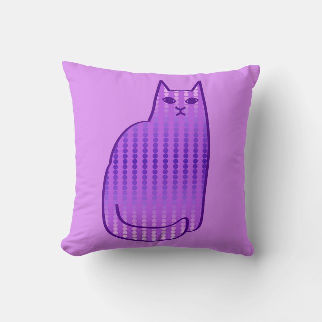 Almofada Gato moderno do meio século, orquídea e roxo (Frente)