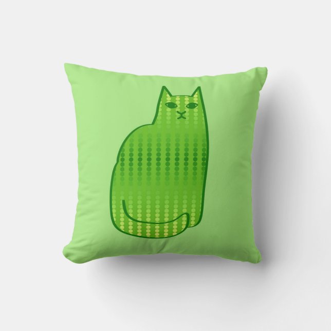 Almofada Gato moderno do século médio, Limão e Emerald Gree (Frente)