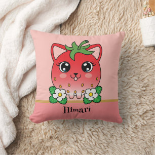 Almofada Gato Morango Kawaii Adorável